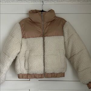 Women’s Tan and Cream Sherpa Jacket